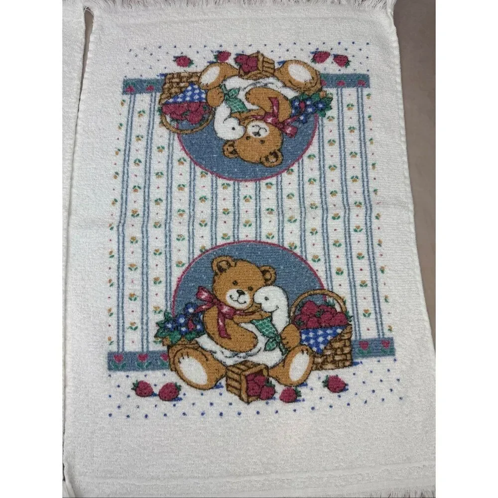 Vintage Bear Goose Hand Towels Set of 2 Cottagecore Hearts